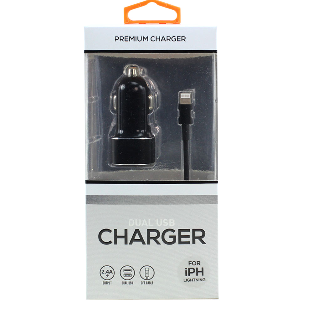 IOS Lightning iPhone, iPad, Airpods 2.4A Dual 2 Port Car Vehicle CHARGER ''''